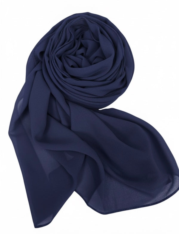 Hijab Chiffon Bleu Nuit Élégant – Seulement 5$