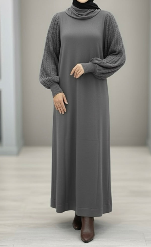 Robe d'Hiver "Cocoon" - Manches Ballon Tricotées