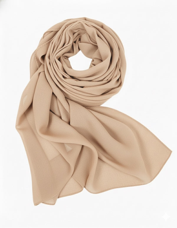Hijab Chiffon Couleur Sable Doux – Élégance Naturelle à 5$!