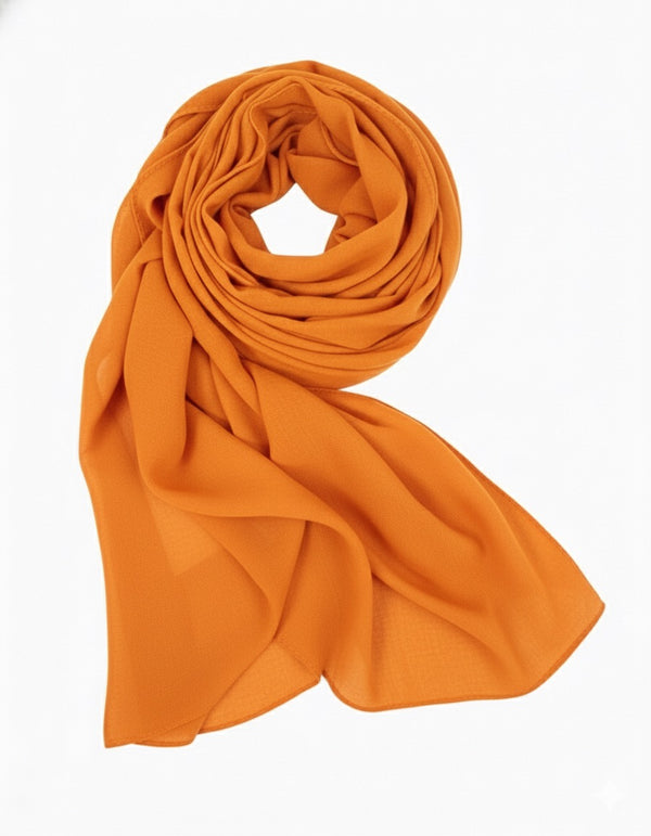 Hijab en chiffon Orange Brûlé – Chaleur et Chic Économique (5$)