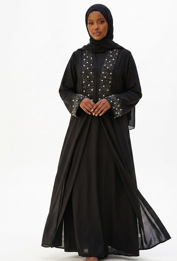 L'Abaya de Soirée "Perle Noire" : Raffinement et Élégance Mastoura