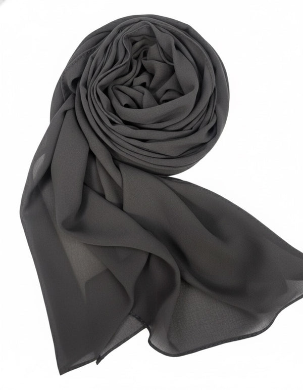 Hijab Chiffon Gris Anthracite Élégant – Affaire à 5$!