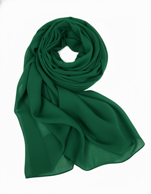 Hijab en Mousseline Vert Forêt Profond – Chic et Économique (5$)