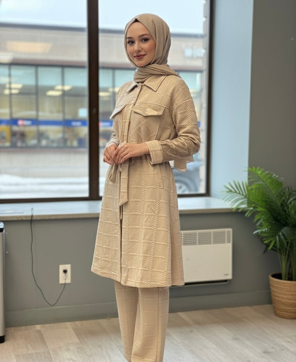 PROMO : Ensemble Hiver Modeste | Tunique Texturée et Pantalon Chaud