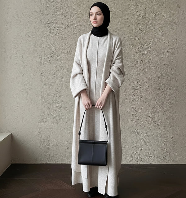 Ensemble Hivernal Modeste "Cocoon Chic" - Robe & Cardigan Long
