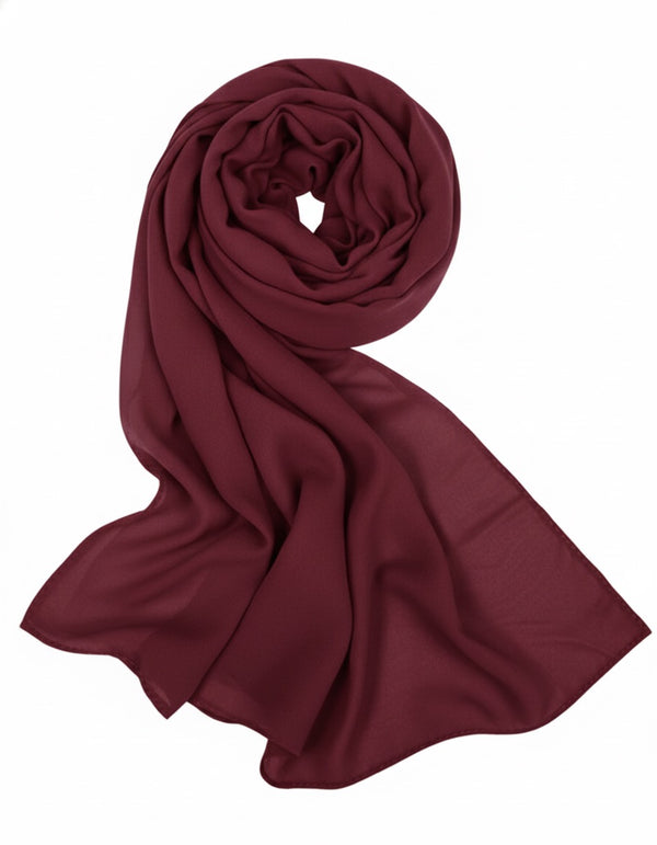 Hijab Chiffon Bordeaux Profond – Luxe Abordable à 5$!