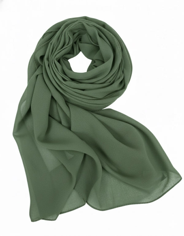 Hijab en Mousseline Vert Forêt – Style Chic et Économique (5$)