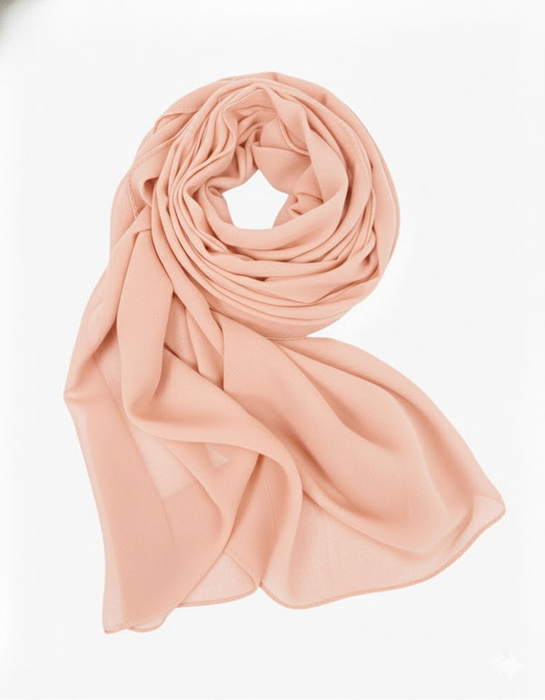 Hijab Chiffon Couleur Pêche – Charme Ensoleillé à 5$