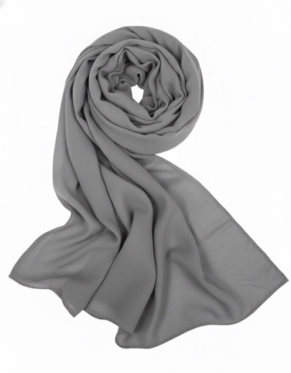 Hijab Chiffon Gris Clair Tendance – Style Abordable à 5$