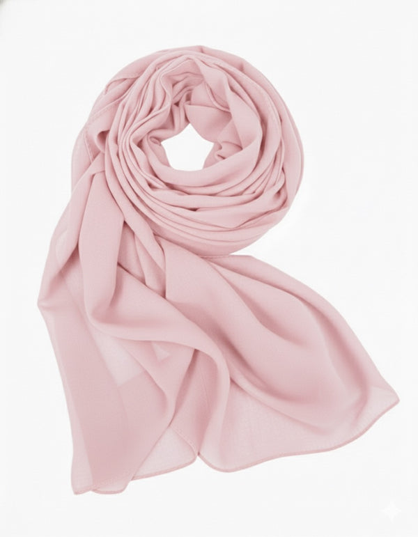 Hijab en Mousseline Rose Clair – Douceur et Élégance Économique (5$)