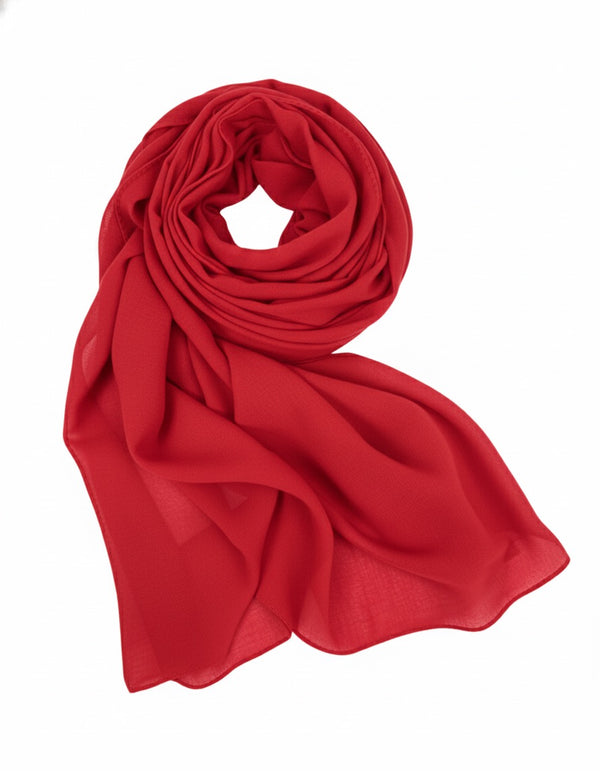 Hijab Chiffon Rouge Vif Audacieux – Affirmez Votre Style à 5$!