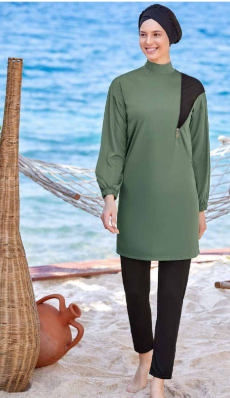 Burkini Élégant Noir et vert