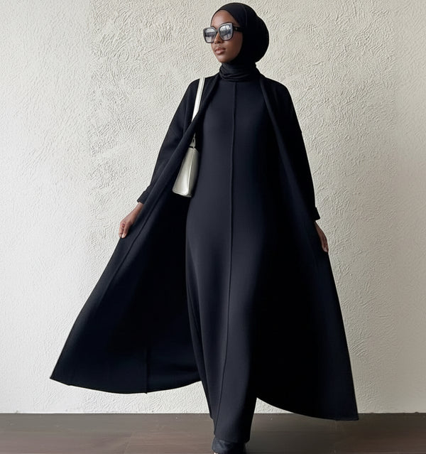 Ensemble d'Hiver Élégant 2 Pièces - Robe Longue et Gilet en Maille