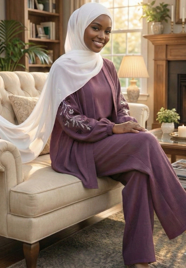 Kit Hiver Modest Fashion : Ensemble 3 Pièces Texturé (M à 2XL)