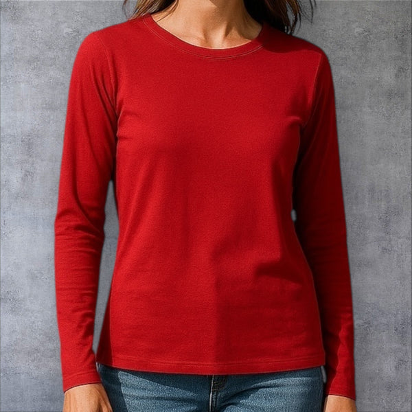 Essential dark red cotton long-sleeve undershirt – breathable and perfect for layering under modest outfits.
